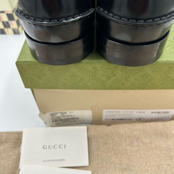 Men's Gucci kaveh interlocking G leather loafers size 10.5 made in Italy - Picture 8 of 9
